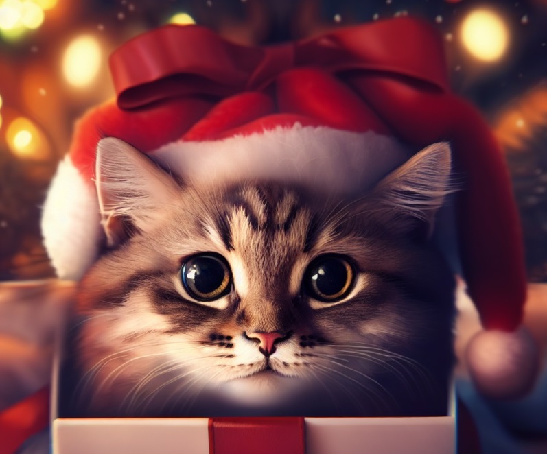 cat in a gift box 