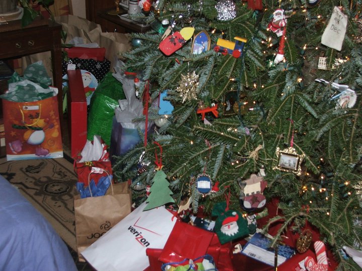 pets and christmas tree