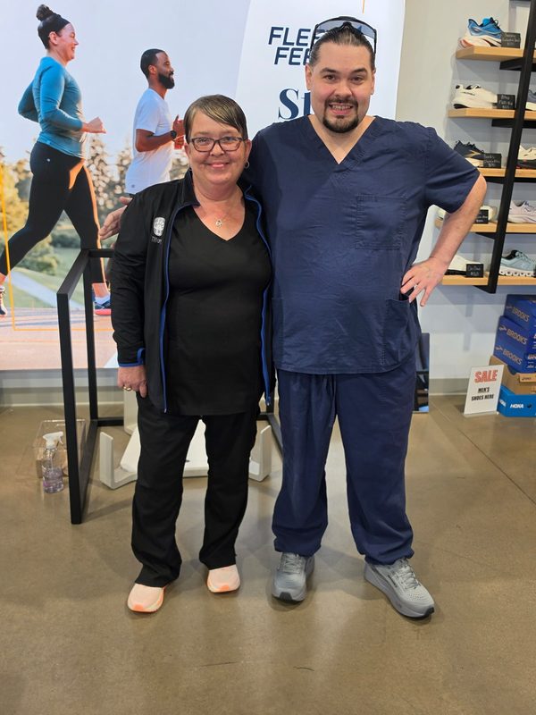 Town N Country veterinary assistant team in new Fleet Feet shoes