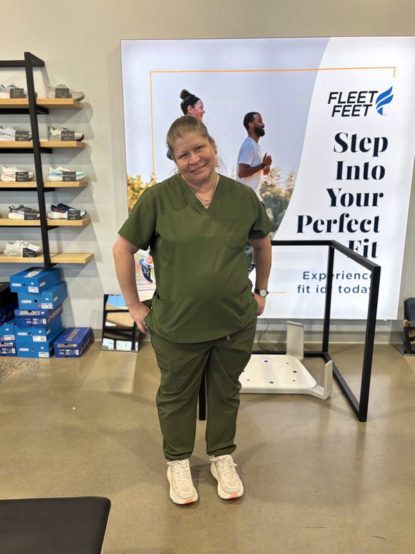 Town N Country veterinary assistant team in new Fleet Feet shoes